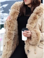 Dámska zimná bunda s kožušinou CHARMFUR béžová FashionStreet TY4770