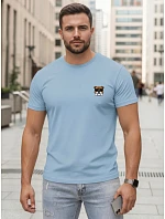 Pánske modré bavlnené tričko s potlačou buldoga FashionStreet NX0125R Pánske modré bavlnené tričko s potlačou buldoga FashionStreet NX0125R