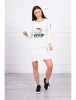 Šaty s potlačou Love ecru