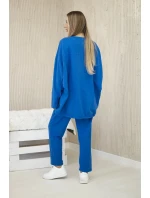 Bavlnená tepláková súprava Oversize + nohavice chrpová modrá