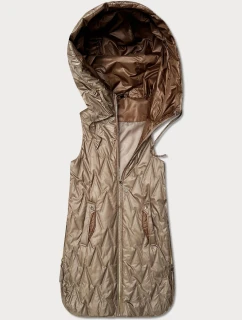 Dámska ľahká vesta so zlatým zipsom Goodlookin beige (B8586/B8587-12)