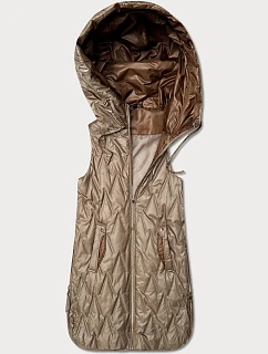 Dámska ľahká vesta so zlatým zipsom Goodlookin beige (B8586/B8587-12)
