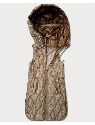 Dámska ľahká vesta so zlatým zipsom Goodlookin beige (B8586/B8587-12)
