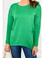 Sveter s prednými vreckami jasne zelená