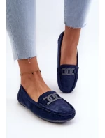 Damskie Modne Zamszowe Mokasyny Granatowe Rabell