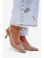 Dámské sandály na podpatku s lemovkou béžové Relmira