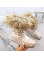Dámske snežnice INT1924B s umelou kožušinou MM274380 Light beige - Big Star