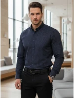 Pánska tmavomodrá vzorovaná košeľa slim fit FashionStreet DX2689