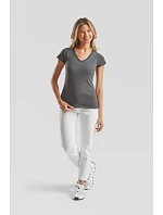 Fruit of the Loom Lady-Fit Valueweight V-Neck T Dámske tričko s výstrihom do V 16.1398 biele