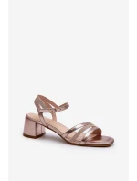 Sandały Damskie Na Niskim Obcasie Z Eko Skóry Sergio Leone SK046 Różowe Złoto