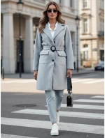Dámsky jednoradový jesenný kabát SCHERMI svetlo šedý FashionStreet NY0668