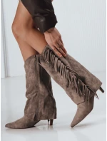 Dámske semišové kovbojské topánky béžové FashionStreet ZY1240
