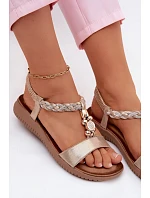 Dámské sandály Ploché Zlaté S.Barski KV61-6051