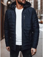 Pánska prechodná prešívaná bunda s kapucňou tmavomodrá FashionStreet TX4999