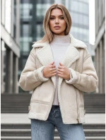 FashionStreet béžová dámska bunda z ovčej kože ramones TY5245z