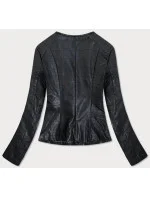 Čierna prešívaná bunda ramoneska z eko kože (Q-059)
