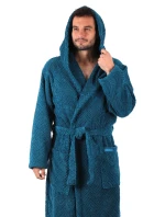 pánsky župan Athena s kapucňou Petrol