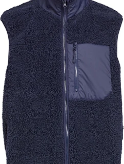 Build your Brand BY 407 Unisex fleecová vesta „Bonded Sherpa“ 56.0407 tmavomodrá
