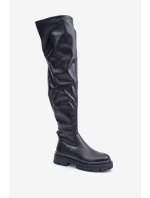 Kozaki Za Kolano Na Płaskim Obcasie Czarne Feliri