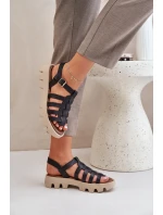 Skórzane Sandały Damskie Zazoo 3695 Czarne