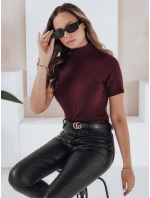 Dámsky rebrovaný sveter s krátkym rukávom GIRLGLORY bordová FashionStreet MY2556 Dámsky rebrovaný sveter s krátkym rukávom GIRLGLORY bordová FashionStreet MY2556