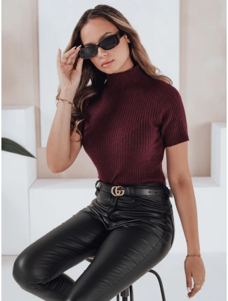 Dámsky rebrovaný sveter s krátkym rukávom GIRLGLORY bordová FashionStreet MY2556 Dámsky rebrovaný sveter s krátkym rukávom GIRLGLORY bordová FashionStreet MY2556