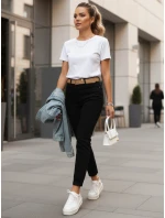 Dámske nohavice s opaskom v maminom strihu čierne FashionStreet UY2873