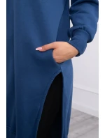 Zateplená mikina s bočnými rázporkami z džínsoviny