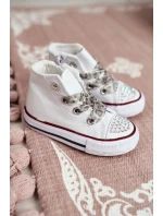 Dziecięce Trampki Z Cyrkoniami Białe Smile