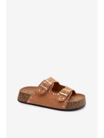 Dámské pantofle se zlatými sponami a cvočky Camel Tervina