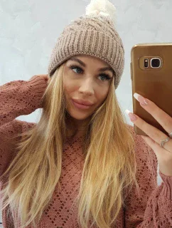 Fleecová čiapka Ilona K218 beige+ecru