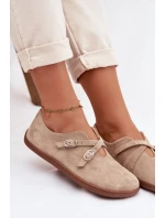 Barefoot Dámske kožené semišové poltopánky s remienkami Zazoo N1271 Beige Barefoot Dámske kožené semišové poltopánky s remienkami Zazoo N1271 Beige