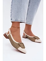 Kožené sandále na podpätku s ozdobnou prackou Maciejka K7466-12 Beige