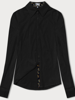 Bluzka z ozdobnym wykończeniem czarna (YX013)