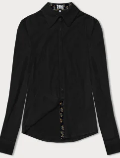 Bluzka z ozdobnym wykończeniem czarna (YX013)