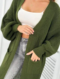 Sveter dlhý kardigán khaki