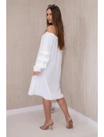 Španielske šaty s ozdobnými rukávmi ecru