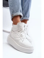 Zazoo 3392/X Dámska kožená športová obuv na platforme White Zazoo 3392/X Dámska kožená športová obuv na platforme White