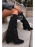 Kozaki Eko Zamszowe Obcas Słupek Na Zamek Ocieplane Wywinięta Cholewka Beżowe Evyra