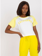 Bielo-žlté tričko s bavlnenou potlačou