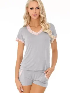 Pyžamo Harnette šedé a lososové - LivCo Corsetti