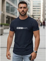 Pánske klasické streetwearové tričko s potlačou tmavomodré FashionStreet NX5122R