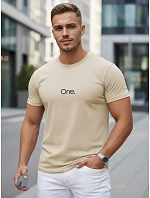 Pánske bavlnené tričko s potlačou béžová FashionStreet NX5125R Pánske bavlnené tričko s potlačou béžová FashionStreet NX5125R