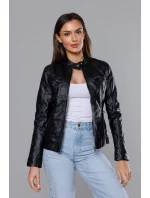 Čierna bunda ramoneska so stojačikom (11Z8010)