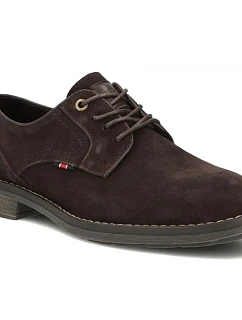 Pánske kožené ležérne poltopánky z tmavohnedého semišu Filippo MP8317