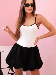 Dámske šaty bez ramienok s rozšírenou bavlnenou sukňou - biele