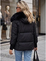Dámska zimná prešívaná bunda s kapucňou, čierna, FashionStreet TY6002 Dámska zimná prešívaná bunda s kapucňou, čierna, FashionStreet TY6002