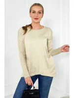 Sveter s prednými vreckami béžový Sveter s prednými vreckami béžový