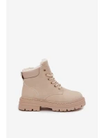 Trapery Damskie Ocieplane Futerkiem Na Zamek Jasnobeżowe Tharika