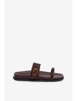 Dámské pantofle s zlatým sponou čokoládové Sarilisse